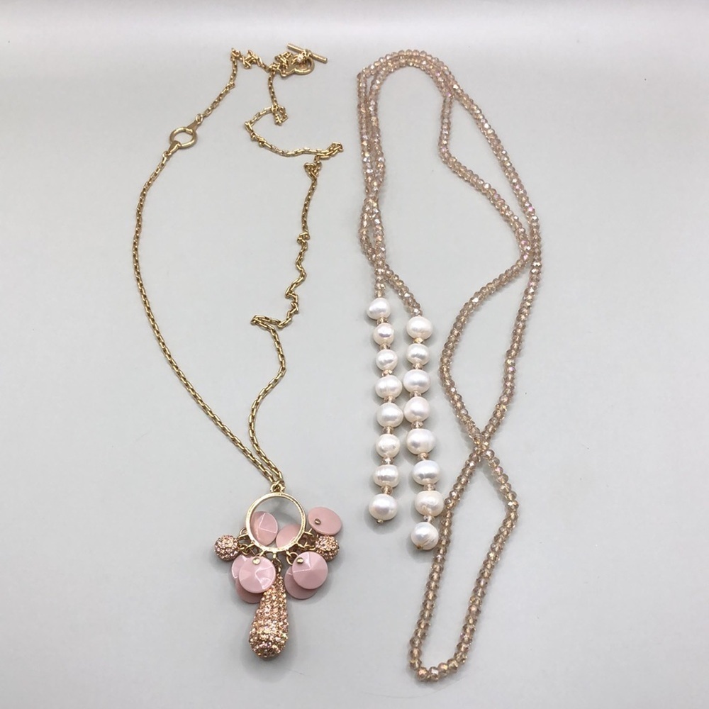 Curated Bundle Ann Taylor Charm Pendant Necklace + Freshwater Pearl Lariat Long
